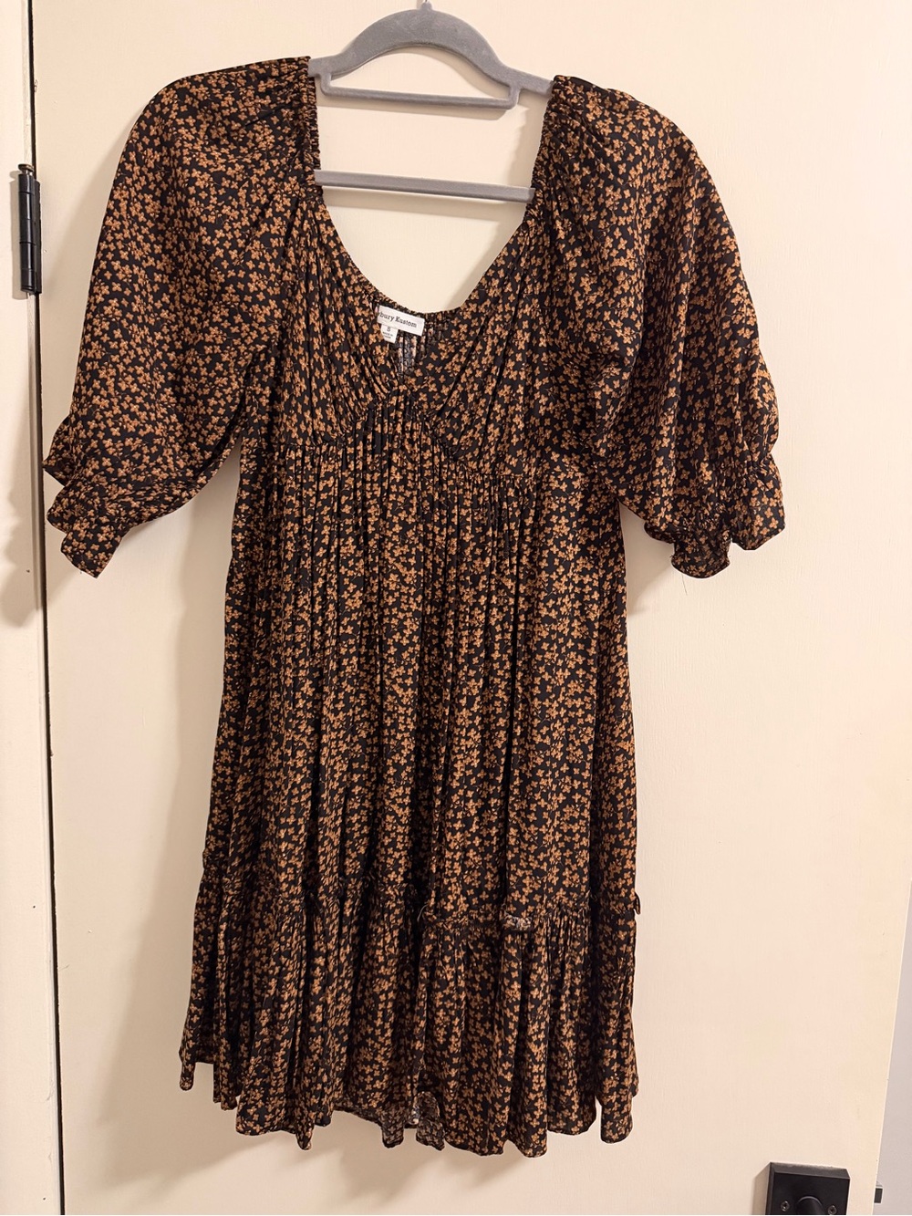 Newbury Kustom Black and Brown Floral Mini Dress